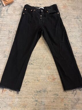 Mango Womens Straight-Leg Jeans with fridge bottoms